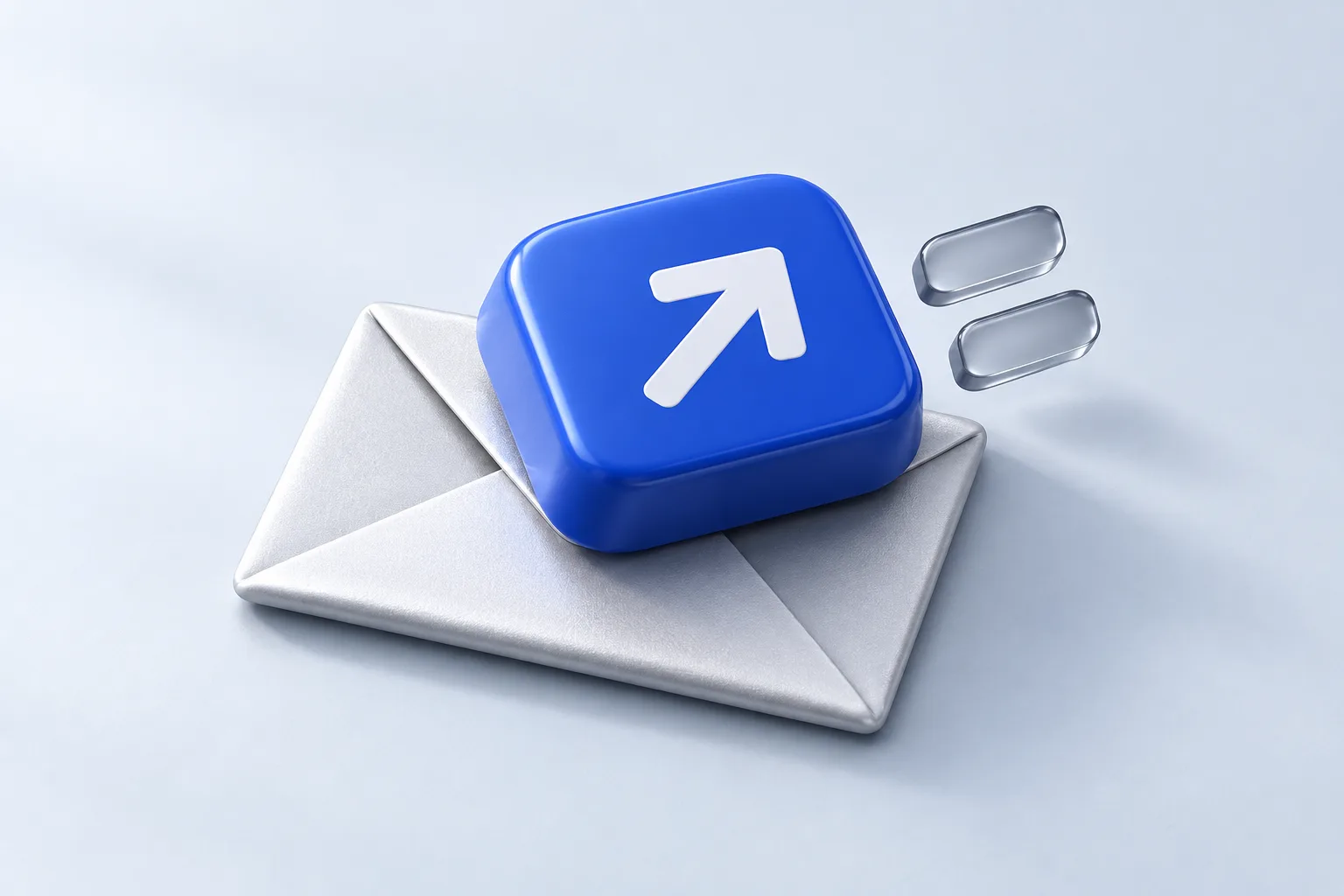 A blue action button resting on an envelope, a visual metaphor for making email actionable.